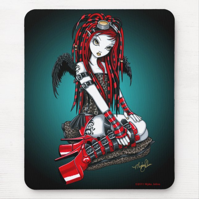 Tapis De Souris Ange rouge "cramoisi" Mousepad de Goth de Cyber de (Devant)