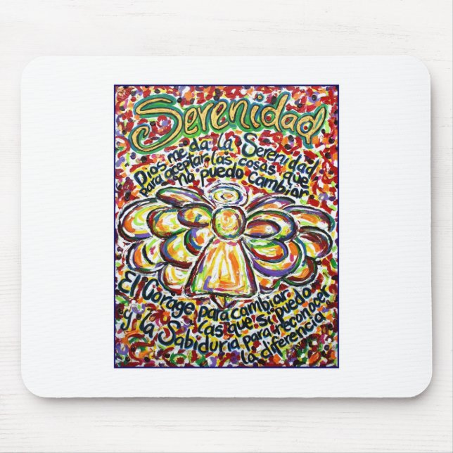 Tapis De Souris Angel de prière de sérénité (texte espagnol) (Devant)