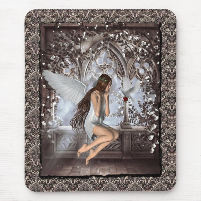 Tapis De Souris Angel gothique et sa colombe (Devant)