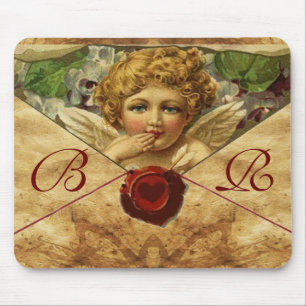 Tapis De Souris ANGEL HEART RED WAX SEAL PARCHMENT Monogramme