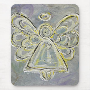 Tapis De Souris Angel Mousepad, gardien de lumière blanc et argent