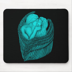 Tapis De Souris Angels Kissing, noir et vert Design