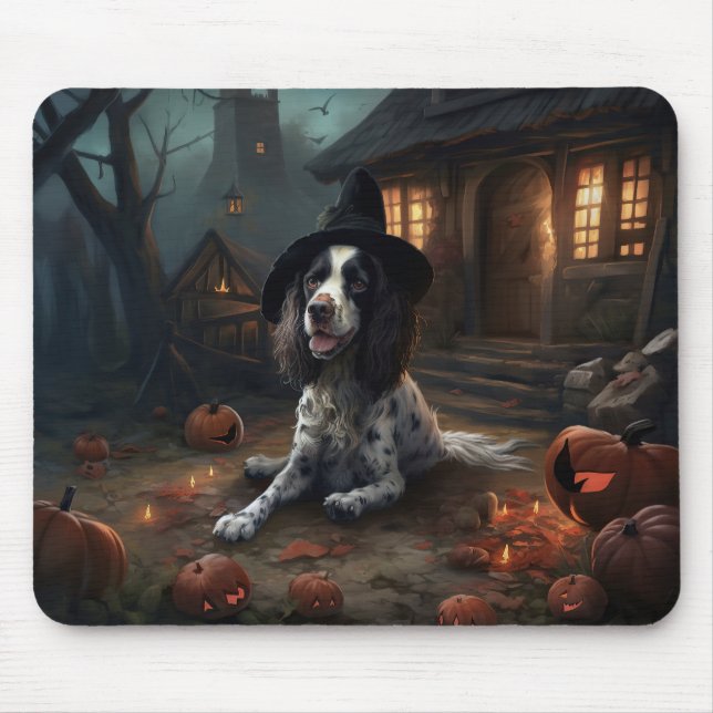 Tapis De Souris Anglais Springer espagnol Citrouille Halloween eff (Devant)
