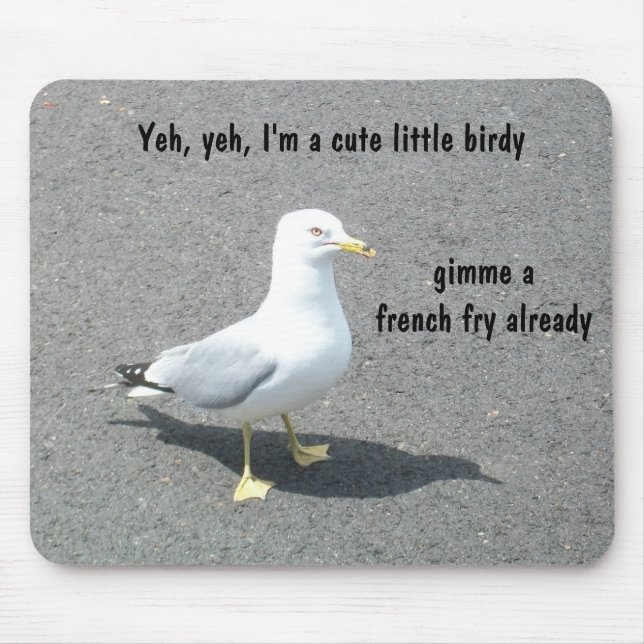 Tapis De Souris Animal grincheux Meme de mouette de Begger (Devant)