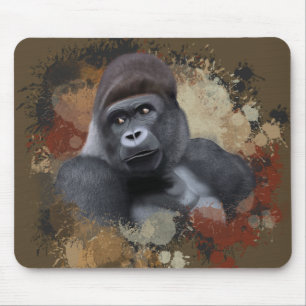 Tapis De Souris Animaux assis Gorilla Earth Peinture tonique