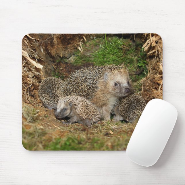 Tapis De Souris Animaux de bébés cutest | Famille Hérisson (Avec souris)