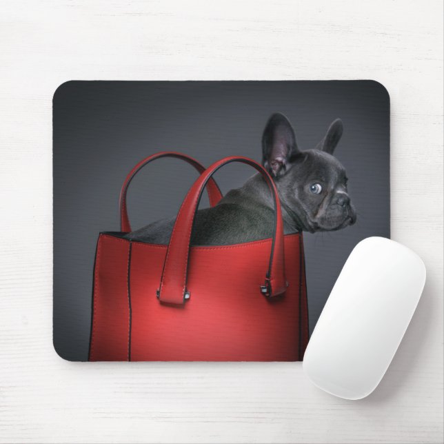 Tapis De Souris Animaux de bébés cutest | French Bulldog Red Hand  (Avec souris)