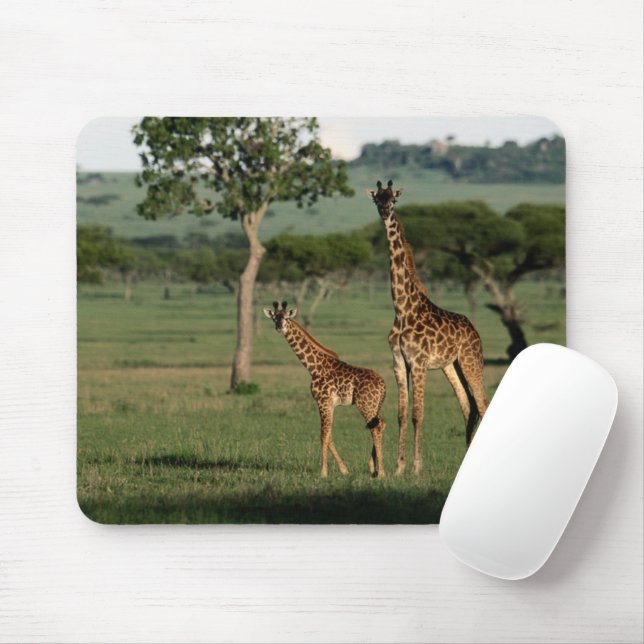 Tapis De Souris Animaux de bébés cutest | Giraffe Calf & Mama (Avec souris)