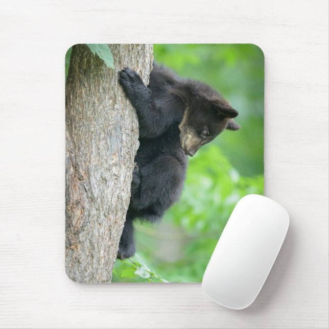 Tapis De Souris Animaux de bébés cutest | Jeune ours Ours Noir (Avec souris)