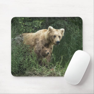 Tapis De Souris Animaux de bébés cutest   Ours Mama Ours et ses pe