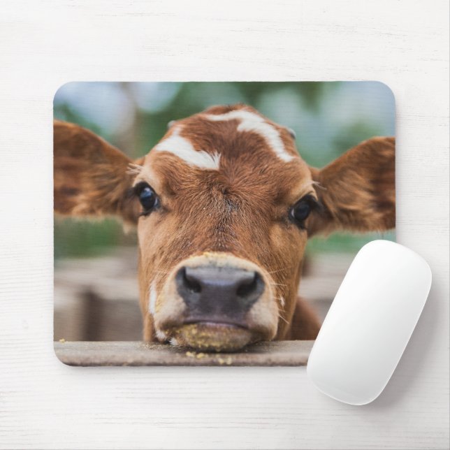 Tapis De Souris Animaux de bébés cutest | Petite vache (Avec souris)