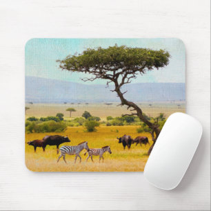 Tapis De Souris Animaux de la savane africaine Zèbre Voyage Extéri