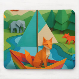 Tapis De Souris Animaux pliés de la forêt – Faune colorée d'origam