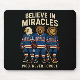 Tapis De Souris Animaux Rétro Hockey sur Glace Usa 1980