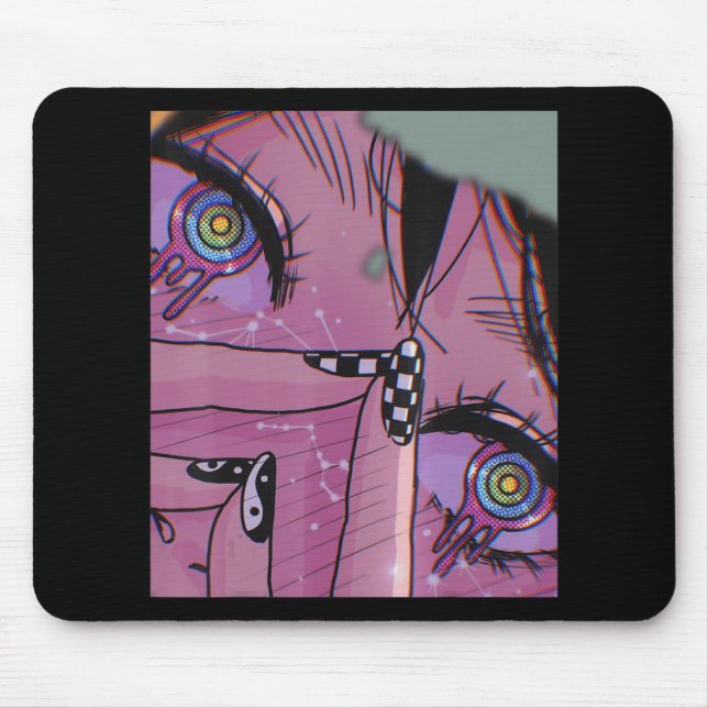 Tapis De Souris Anime Eyes Pastel Kawaii Girl Aesthetic Japanese O (Devant)