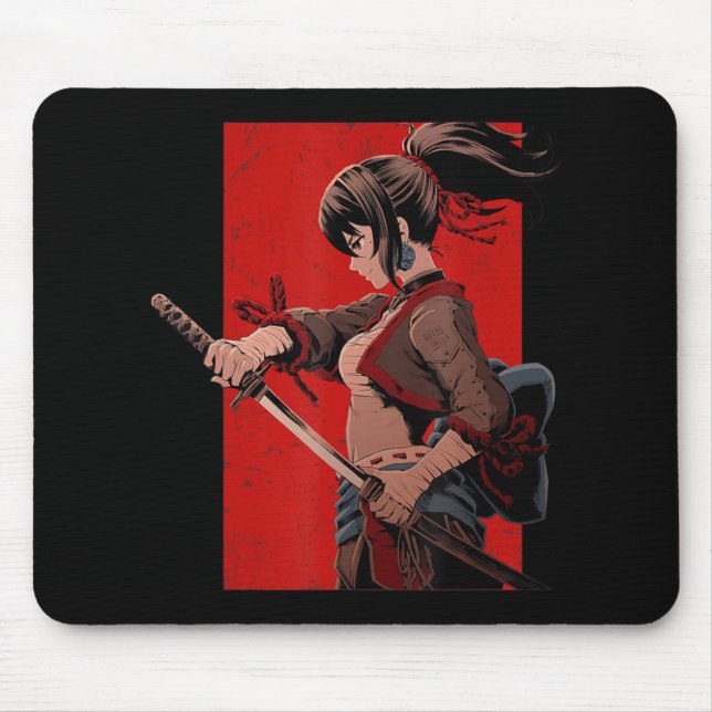 Tapis De Souris Anime filles Ados Samurai Waifu japonais Otaku Kaw (Devant)
