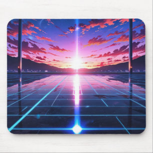 Tapis de souris Anime Horizon Grille Rétro Vaporwa