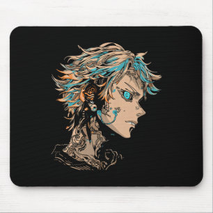 Tapis De Souris Anime Manga Motif Les yeux bleus Illustration Anim