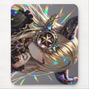 Tapis De Souris Anime Steampunk Horned Beauté avec Star Monocle