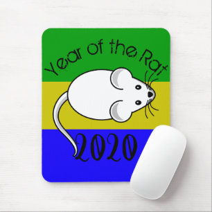 Tapis De Souris Année de la souris Rat 2020 avec texte