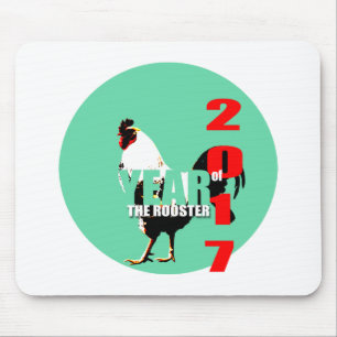 Tapis De Souris Année du coq 2017 en Cercle vert mousepad
