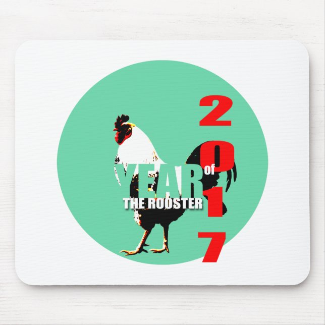 Tapis De Souris Année du coq 2017 en Cercle vert mousepad (Devant)