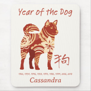 Tapis De Souris Année Zodiaque Chinoise Du Chien Symbole Animal