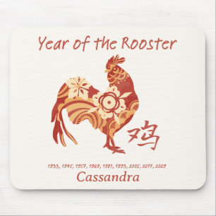 Tapis De Souris Année Zodiaque Chinoise Du Signe Animal Du Coq