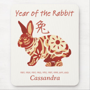 Tapis De Souris Année Zodiaque Chinoise Du Signe Animal Du Lapin