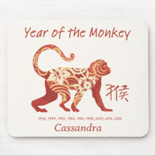 Tapis De Souris Année Zodiaque Chinoise Du Singe Symbole Animal
