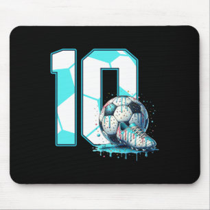 Tapis De Souris Anniversaire de 10 ans de football Crème glacée Dr