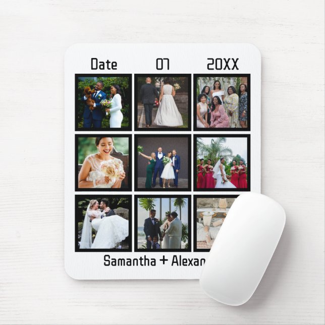 Tapis De Souris Anniversaire de mariage personnalisé moderne 9 pho (Avec souris)