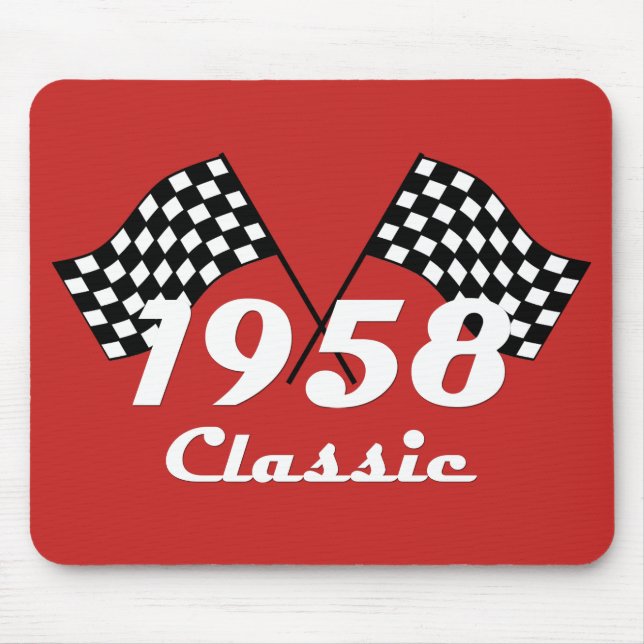 Tapis De Souris Anniversaire Rétro 1958 Classic Checked Race Drape (Devant)