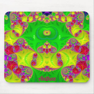 Tapis De Souris ANTHEA ~ Zany Hot Cerise, Jaune, Rouge et Vert