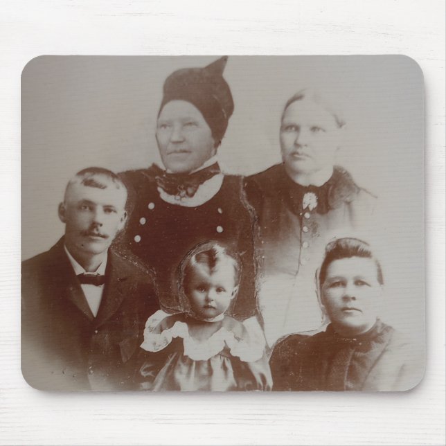 Tapis De Souris Antique Famille Collage Photo B&W Image (Devant)