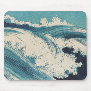 Tapis De Souris Antique Japonais Bleu Vagues Océan Imprimer