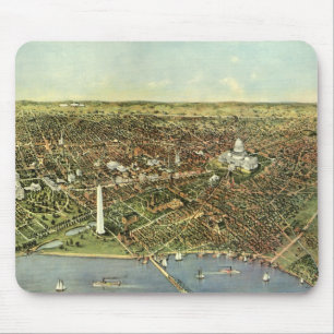 Tapis De Souris Antique Map, Panoramic View of Washington DC