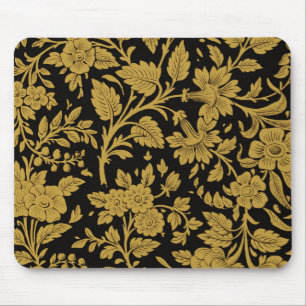 Tapis De Souris Antique Or Floral Indien Laqué Noir Motif