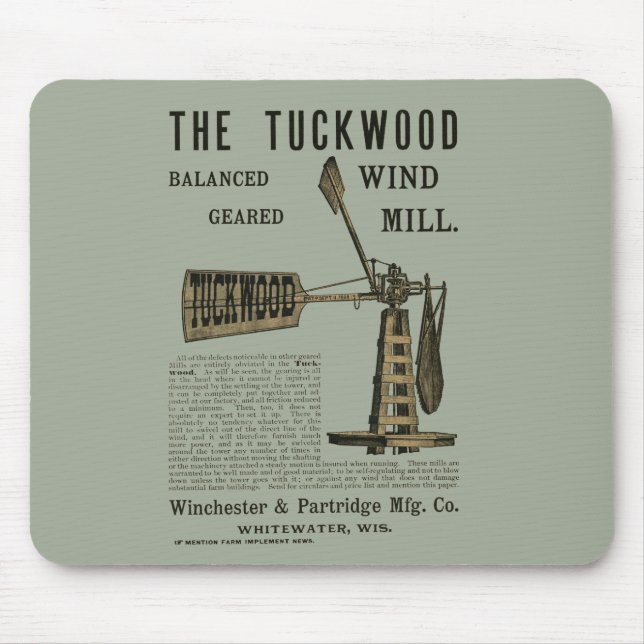 Tapis De Souris Antique Wind Mill The Tuckwood Whitewater Wis 1889 (Devant)