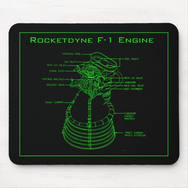 Tapis De Souris Apollo Saturn V Rocketdyne F-1 moteur Pad souris (Devant)
