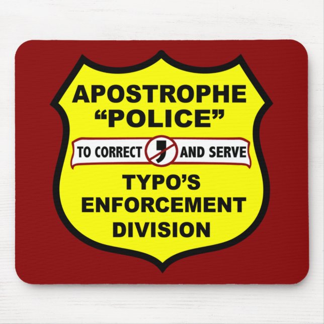 Tapis De Souris Apostrophe Mousepad de police de grammaire (Devant)