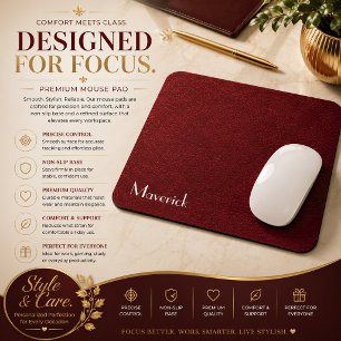 Tapis De Souris Apparence Classique en Velours Rouge avec Nom Pers