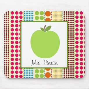 Tapis De Souris Apple vert/professeur multicolore de pois