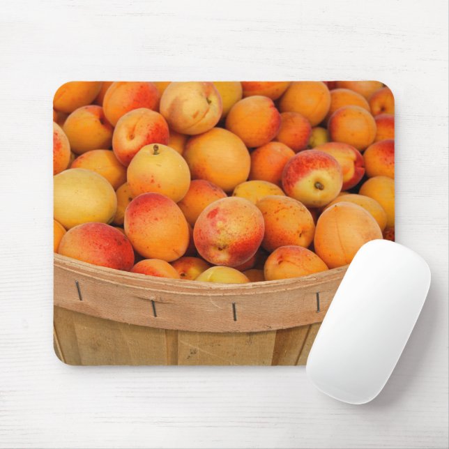 Tapis De Souris Apricots mûrs dans le panier Bushel (Avec souris)