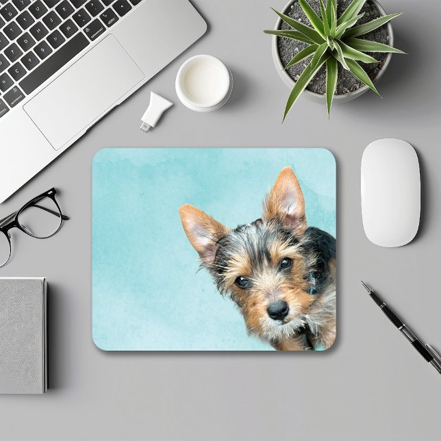 Tapis De Souris Aqua aquarelle avec photo de animal de compagnie (Créateur téléchargé)