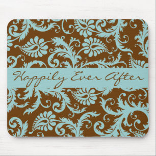 Tapis De Souris Aqua Blue sur le Mariage Brown Mousepad Cadeaux