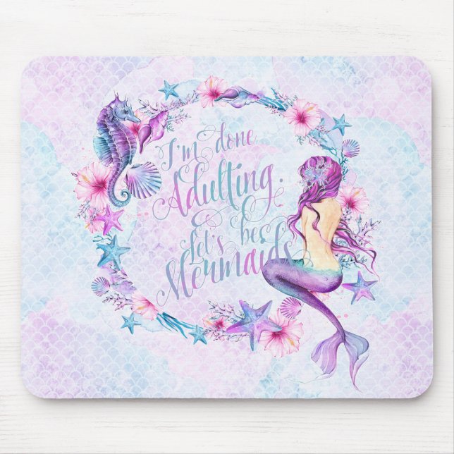 Tapis De Souris Aqua humoristique de rose de lavande d'hippocampe (Devant)