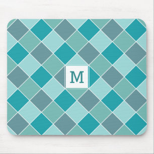 Tapis De Souris Aqua Tile Motif personnalisé monogramme mousepad