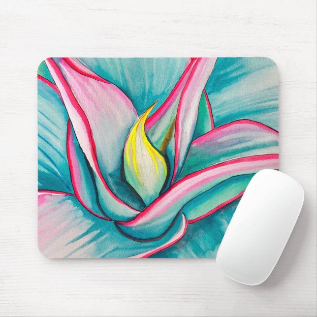 Tapis De Souris Aquarelle agave succulente art (Avec souris)