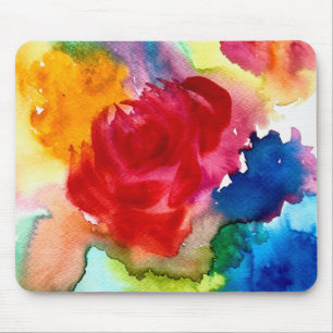 Tapis De Souris Aquarelle belle art abstrait de rose